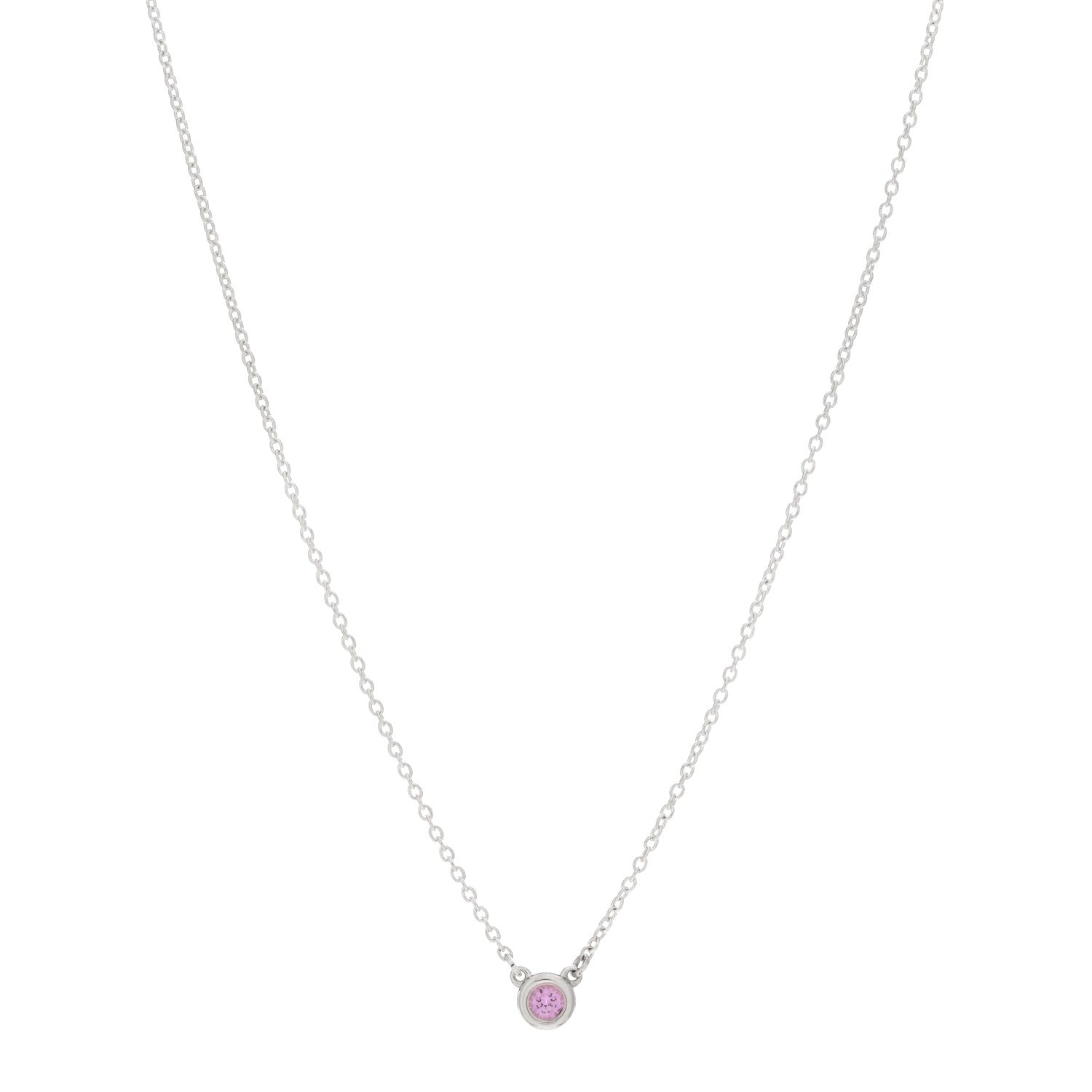 Tiffany Sterling Silver Pink Sapphire .08ct Elsa Peretti Color By The Yard Necklace 1 of 3