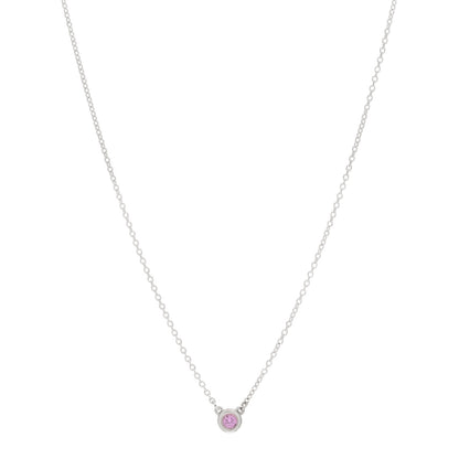 Tiffany Sterling Silver Pink Sapphire .08ct Elsa Peretti Color By The Yard Necklace 1 of 3