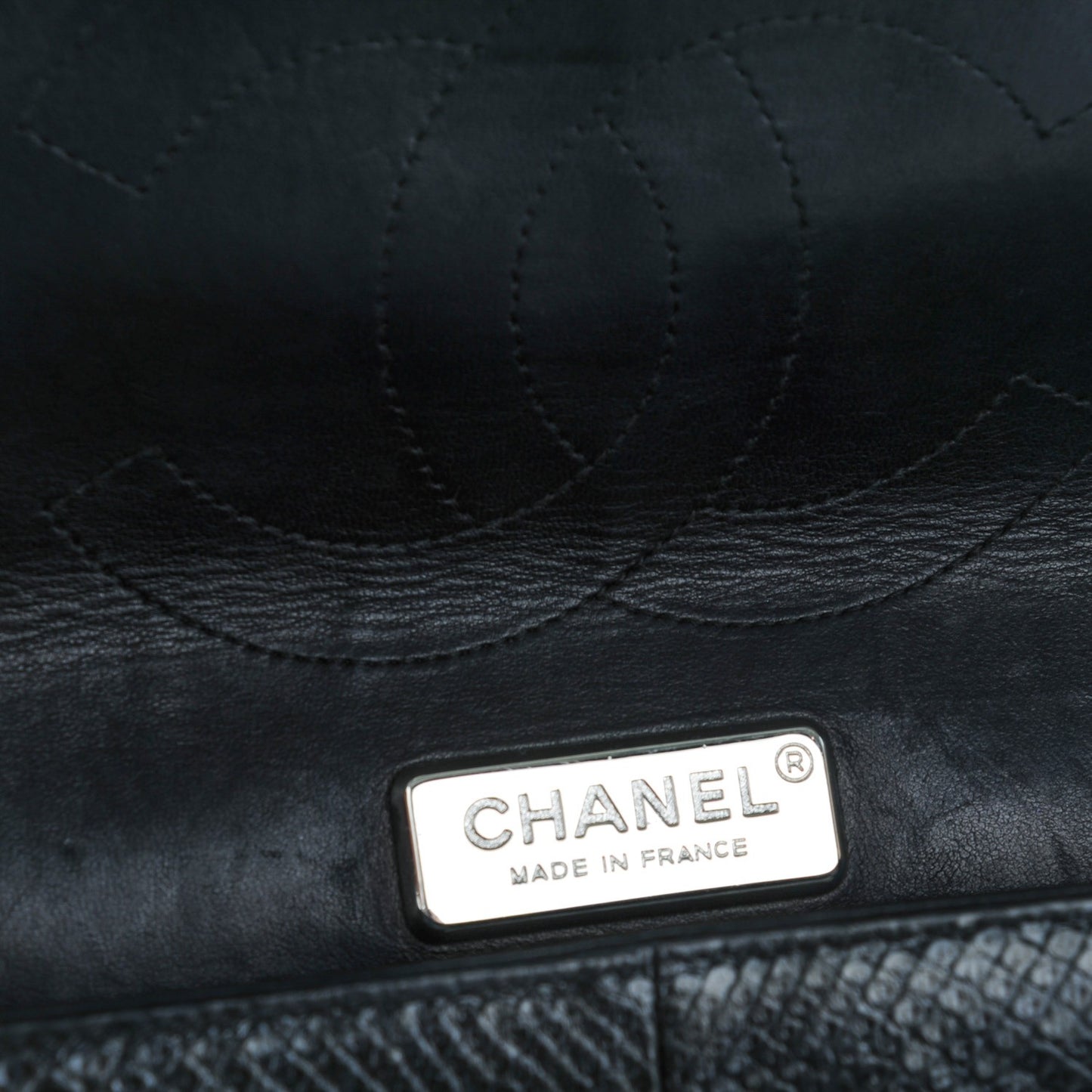 Lizard Quilted Jumbo Double Flap Black