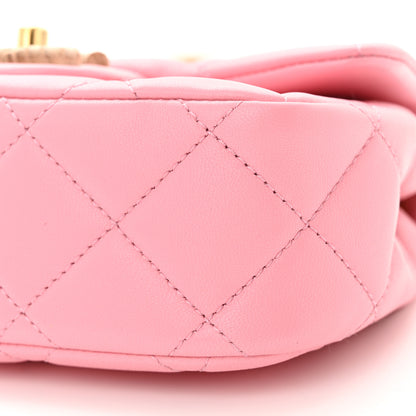 Chanel Lambskin Wenge Quilted Mini Fashion Wood Square Flap Pink 10 of 10