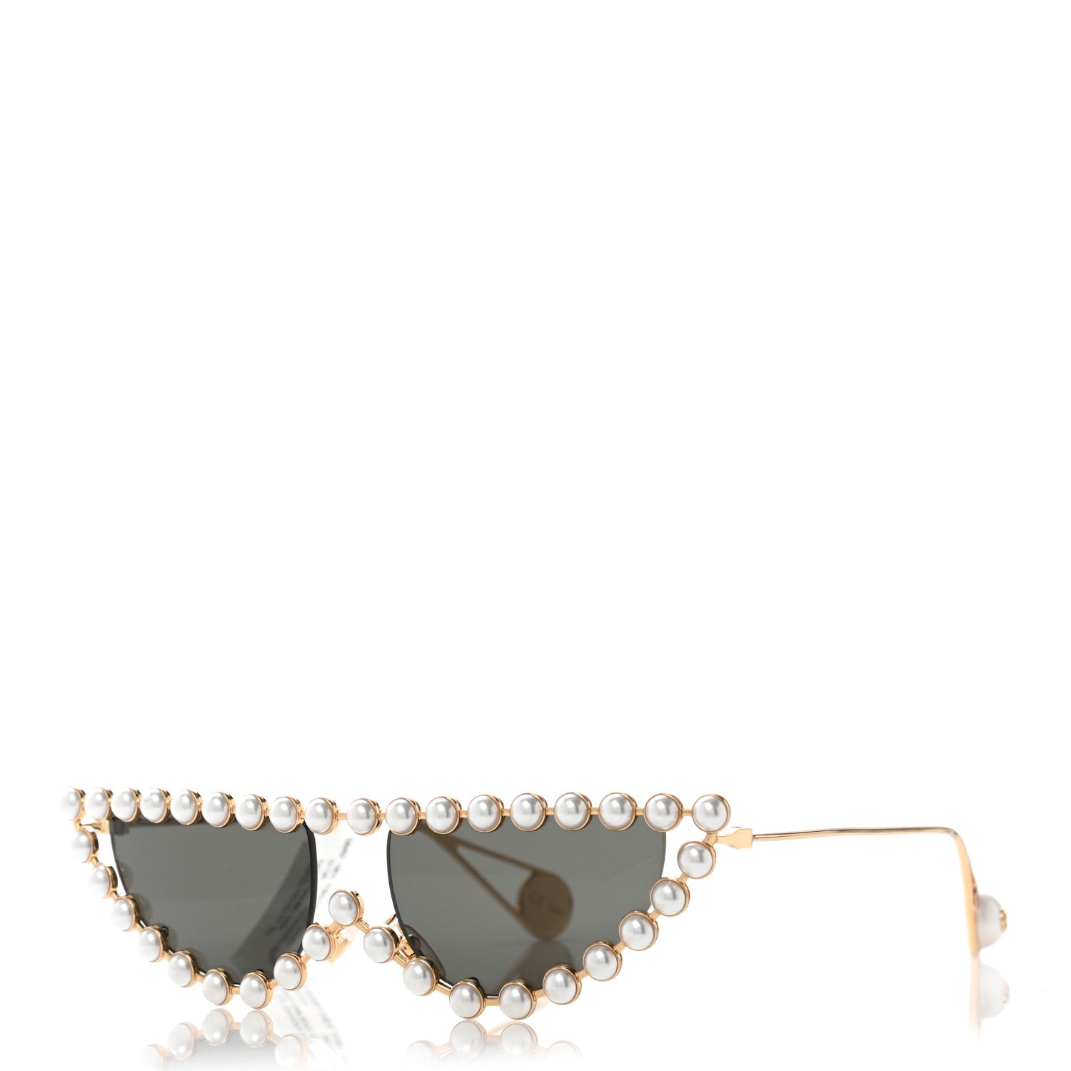 Gucci Metal Pearl Cat Eye Sunglasses GG0364S Gold 1 of 9