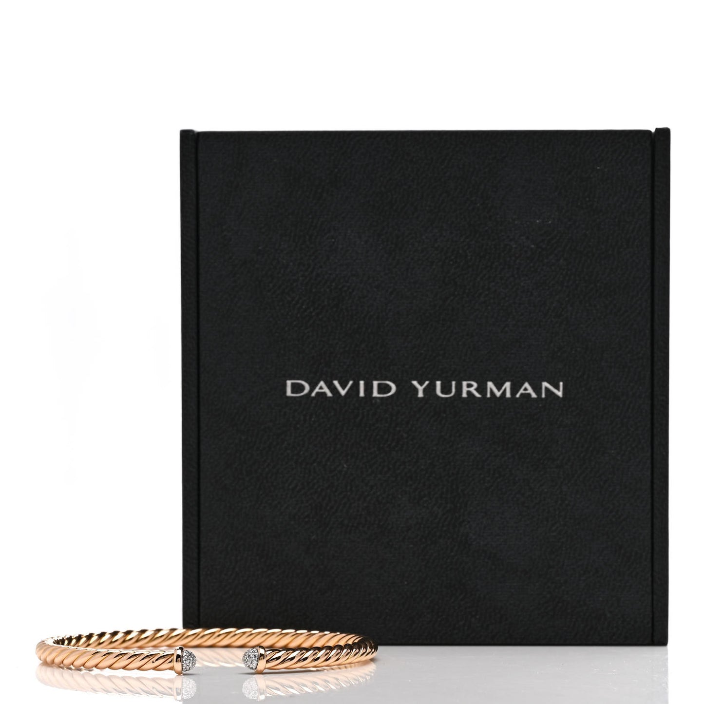 18K Rose Gold Diamond 4mm Cablespira Bracelet