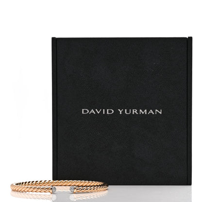 David Yurman 18K Rose Gold Diamond 4mm Cablespira Bracelet 4 of 4