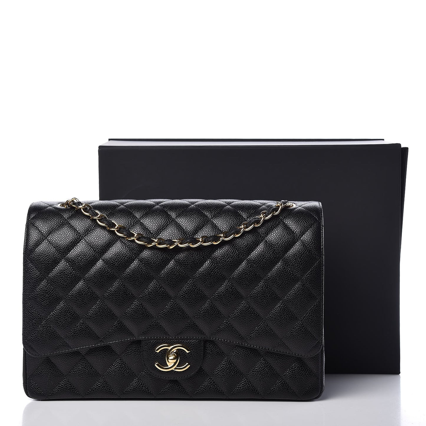 Caviar Quilted Maxi Double Flap Black