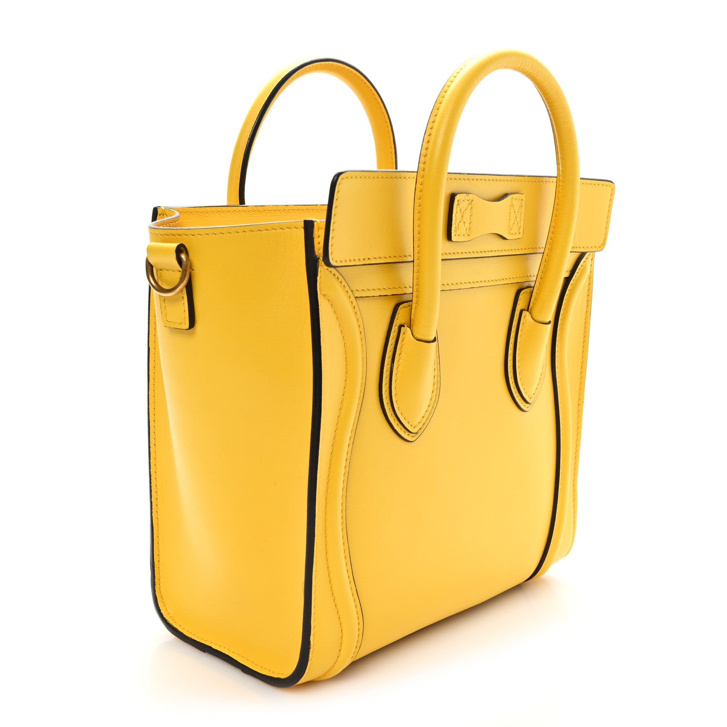 Celine Smooth Calfskin Nano Luggage Yellow 3 of 10