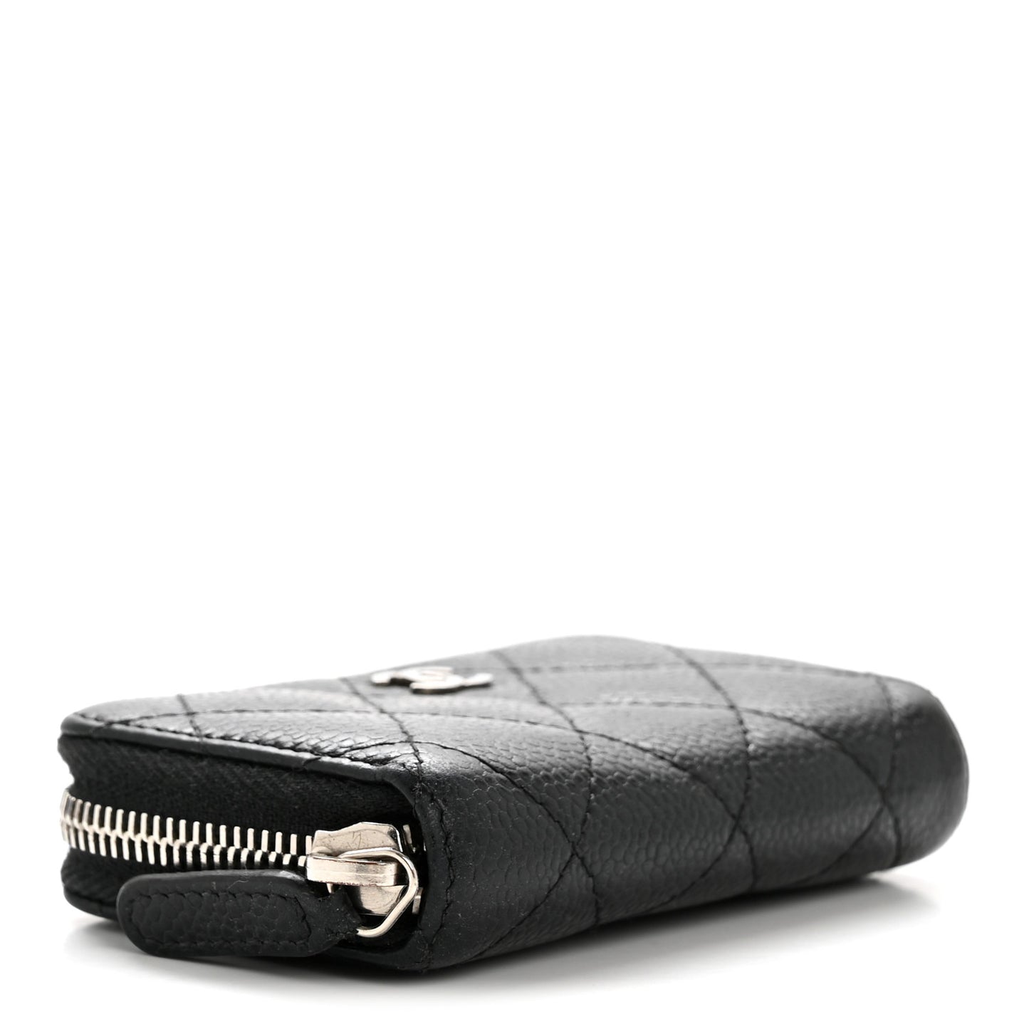 Caviar Quilted Zip Coin Purse Black