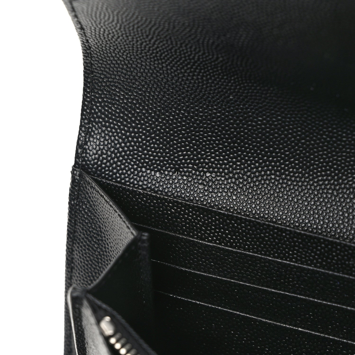 Saint Laurent Grain De Poudre Matelasse Chevron Monogram Flap Wallet Deep Marine 9 of 10