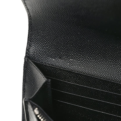 Saint Laurent Grain De Poudre Matelasse Chevron Monogram Flap Wallet Deep Marine 9 of 10