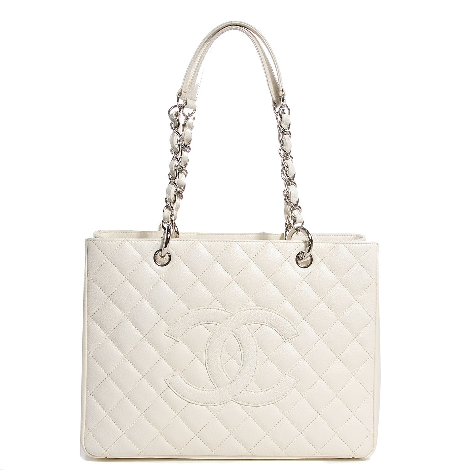 Chanel Caviar Quilted Grand Shopping Tote GST White 1 of 7