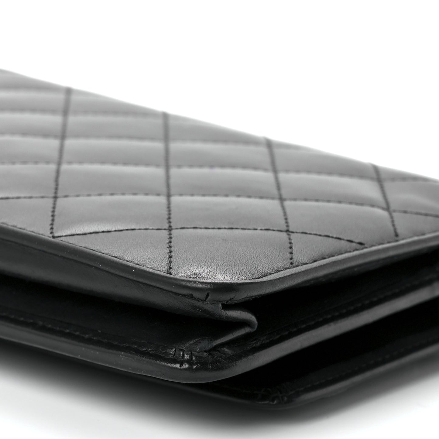 Calfskin Quilted Cambon Wallet On Chain WOC Black