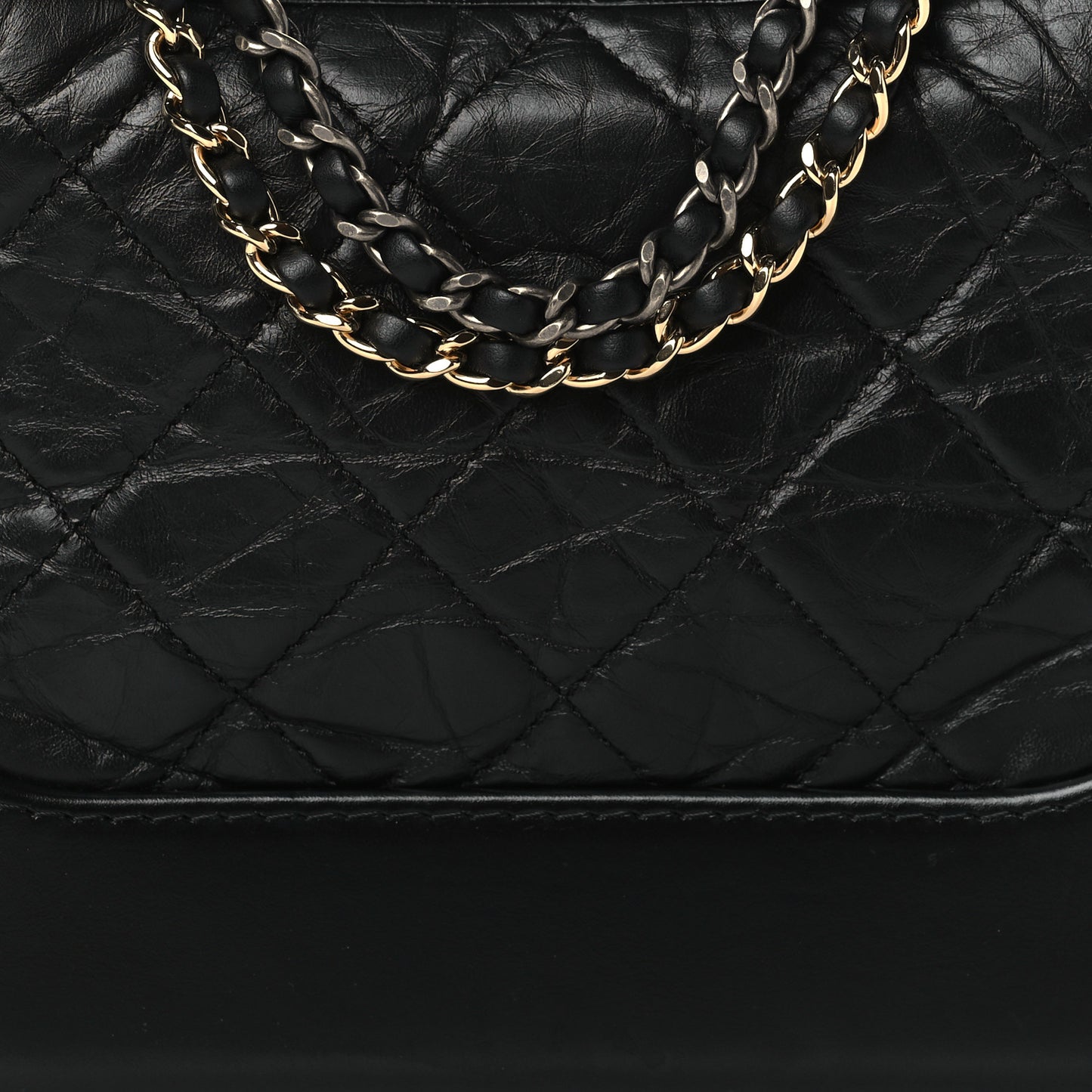 Aged Calfskin Quilted Small Gabrielle Hobo Black