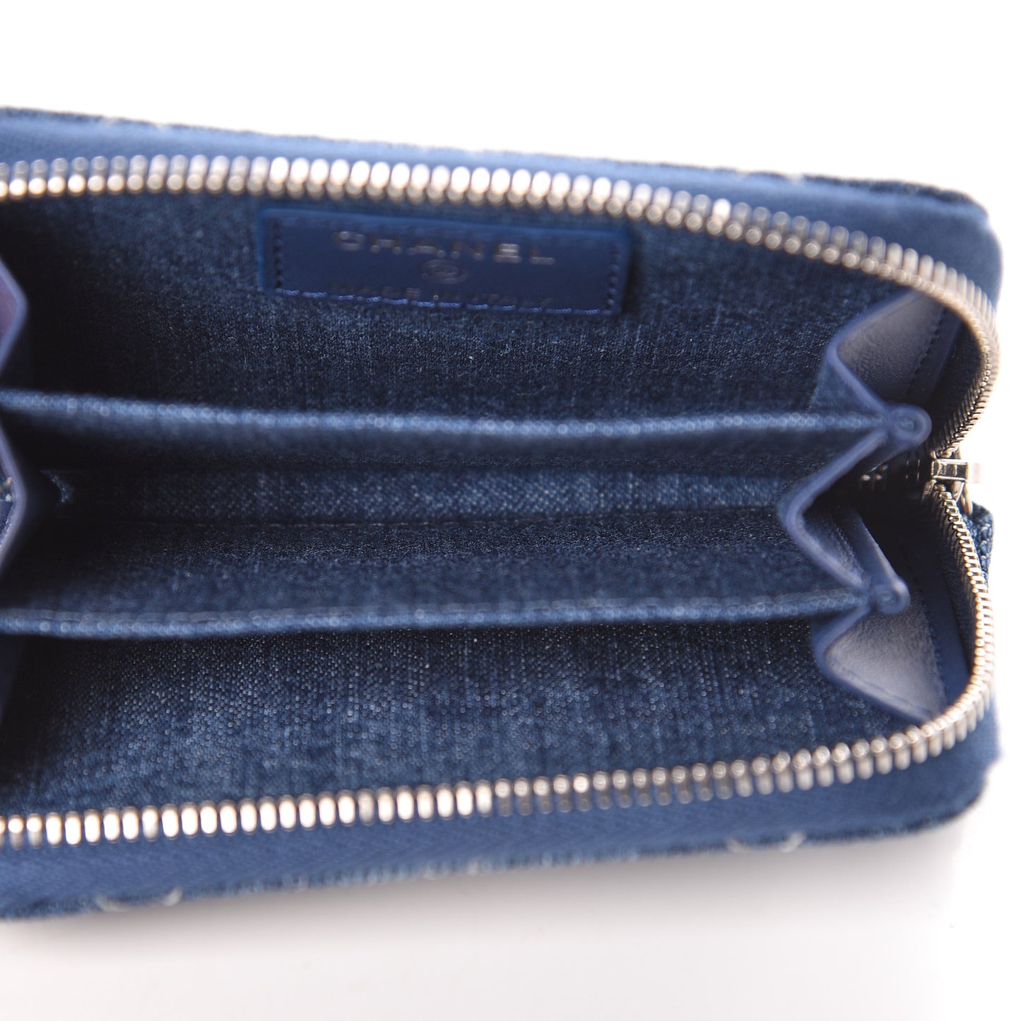 Denim Quilted Zip Coin Purse Blue