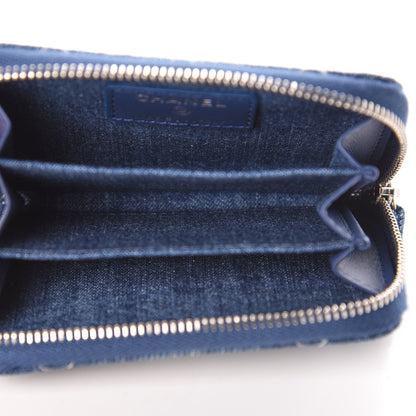 Chanel Denim Quilted Zip Coin Purse Blue 5 of 8