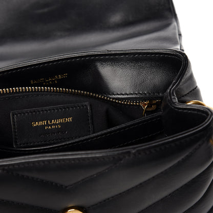 Saint Laurent Calfskin Y Quilted Monogram Toy Loulou Crossbody Bag Black 8 of 12