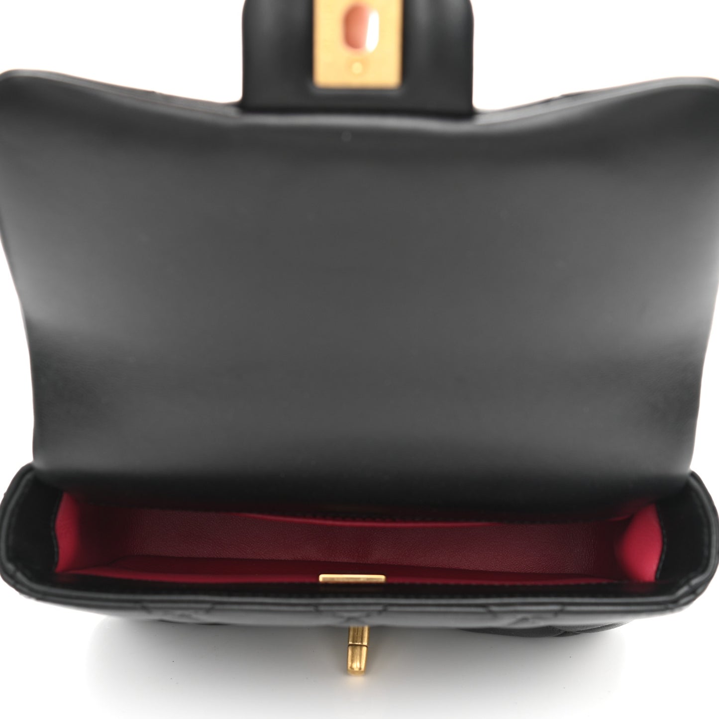 Lambskin Enamel Quilted Mini Pending CC Square Flap Black