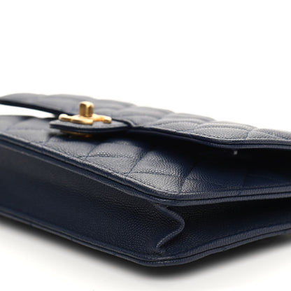 Chanel Caviar Quilted Chain Handle Round Wallet On Chain WOC Navy 11 of 11