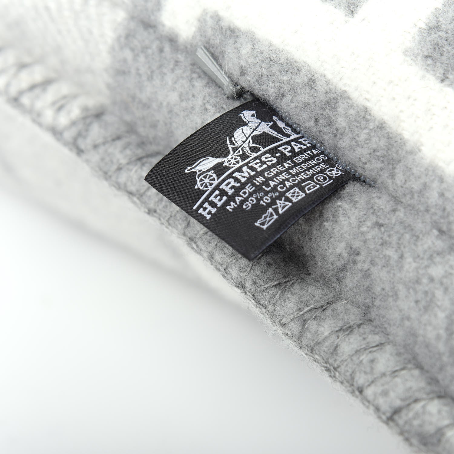 Hermes Wool Cashmere Avalon III Pillow PM Ecru Gris Clair 3 of 3
