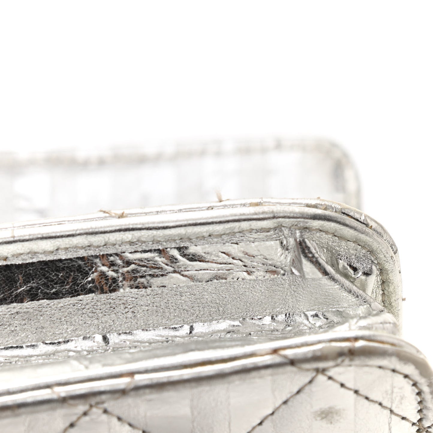 Metallic Striped Calfskin Reissue Wallet On Chain WOC Silver