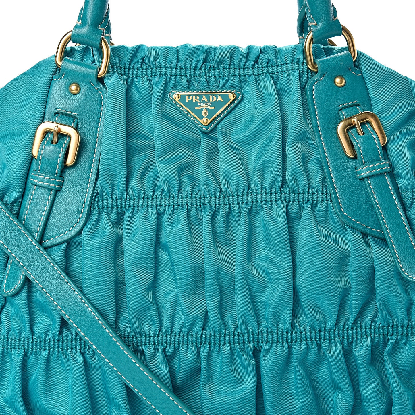Tessuto Nylon Gaufre Tote Turchese