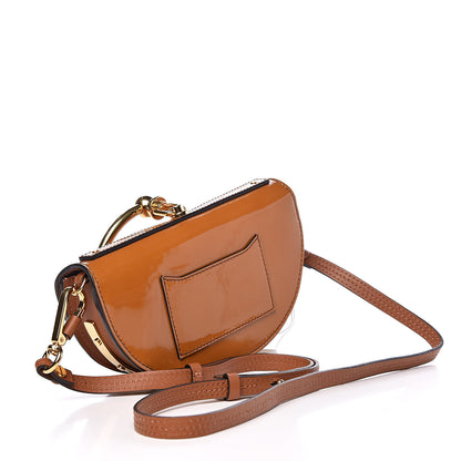 Chloe Spazzolato Sfumato Lambskin Calfskin Small Nile Bracelet Minaudiere Bag Caramel 3 of 10
