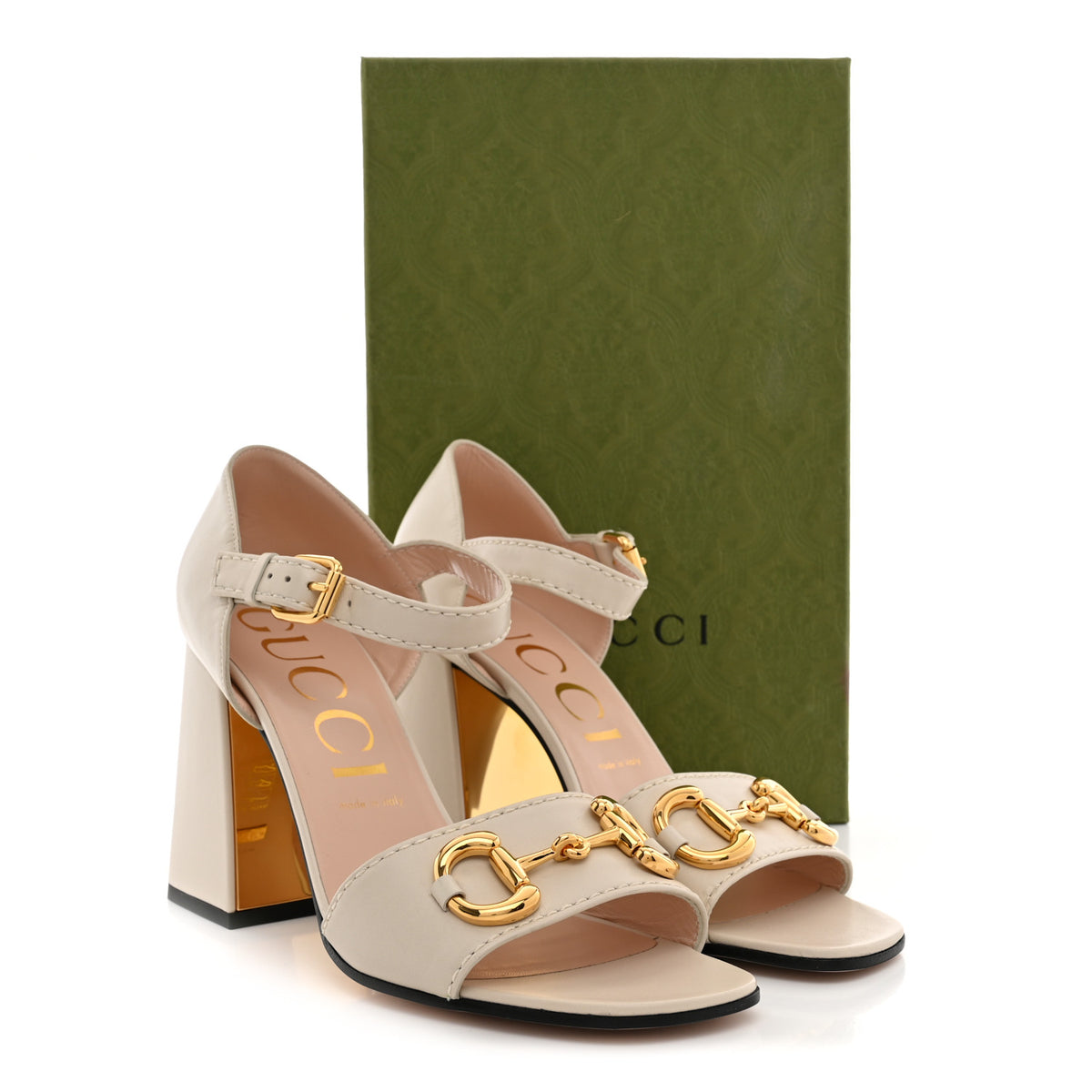 Nappa Horsebit Cross Strap 95mm Sandals 41 Mystic White