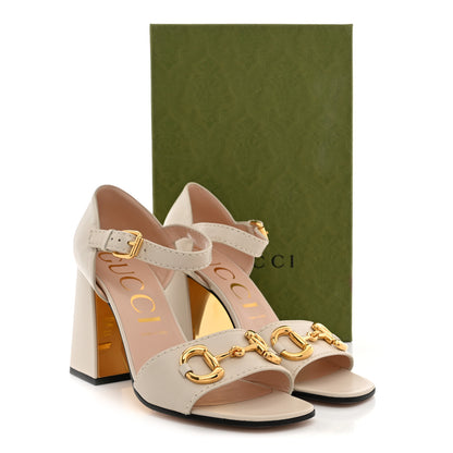 Gucci Nappa Horsebit Cross Strap 95mm Sandals 41 Mystic White 10 of 10