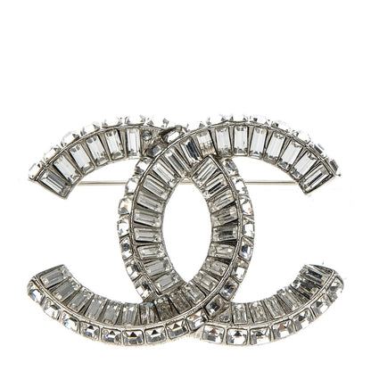 Chanel Baguette Crystal CC Brooch Silver 1 of 4