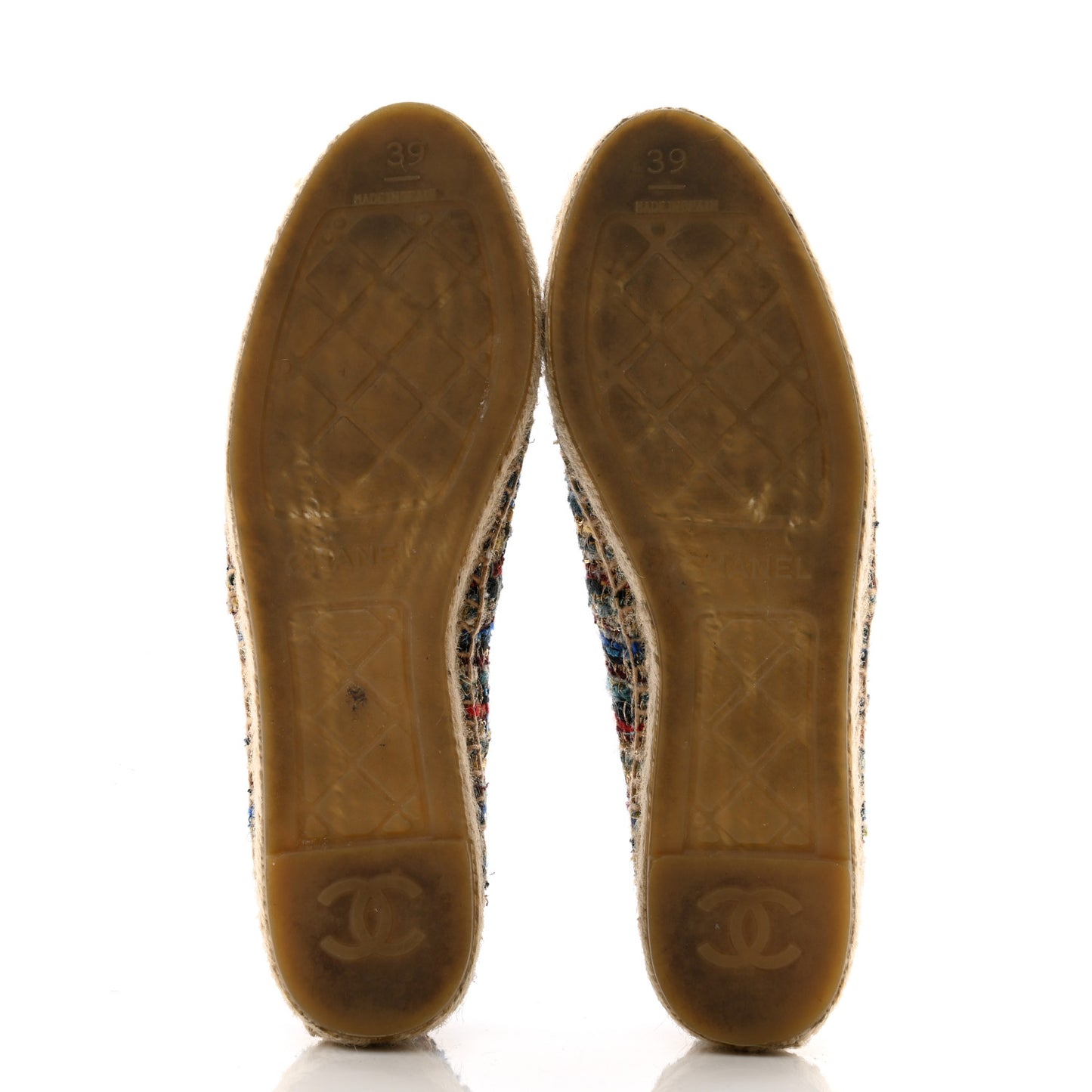 Tweed Grosgrain CC Espadrilles 39 Multicolor Black