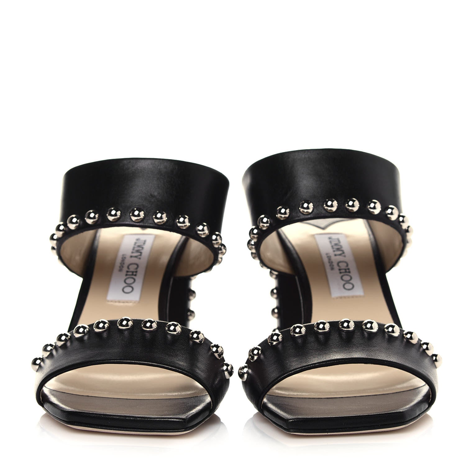 Jimmy Choo Calfskin Matty 85 Studded Mule Sandals 41 Black 2 of 8