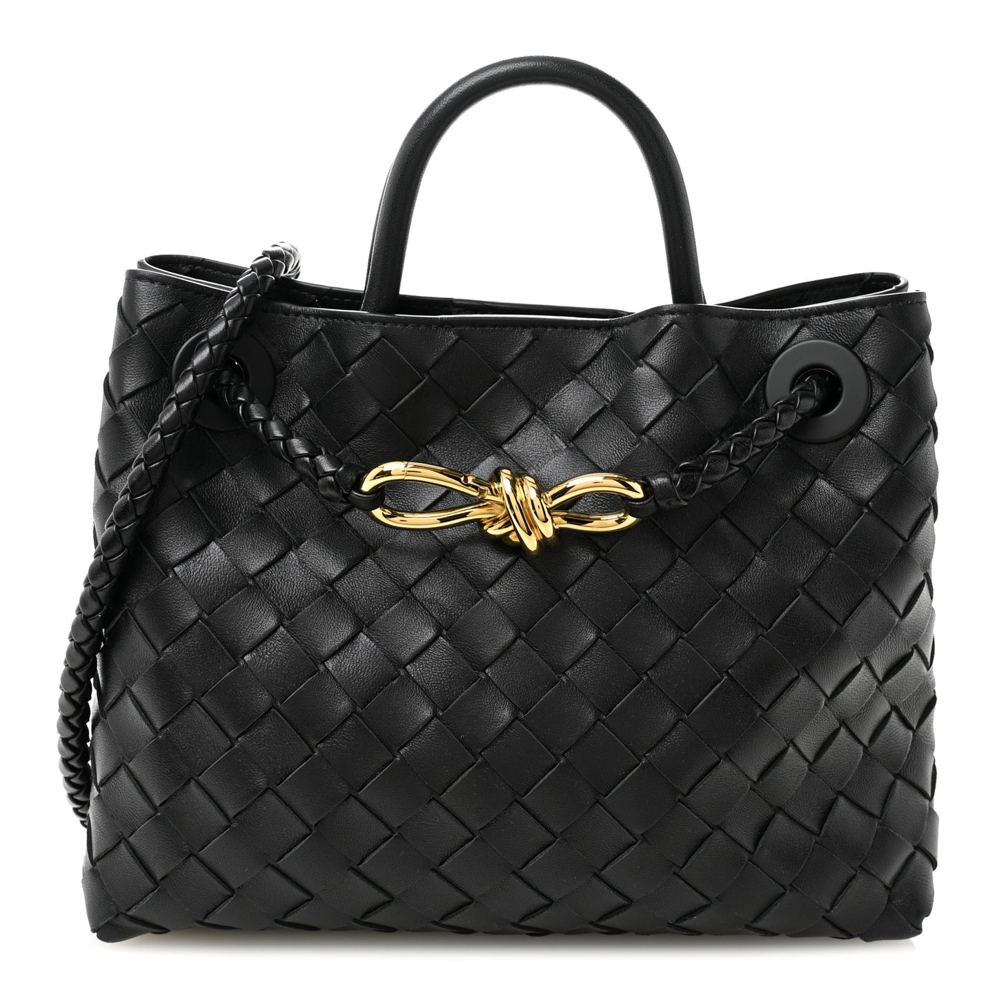 Nappa Intrecciato Small Andiamo Shoulder Bag Black