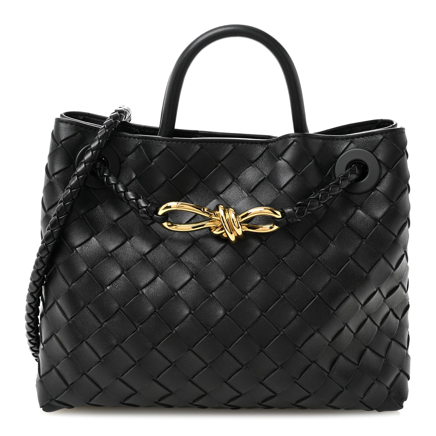 Bottega Veneta Nappa Intrecciato Small Andiamo Shoulder Bag Black 1 of 9