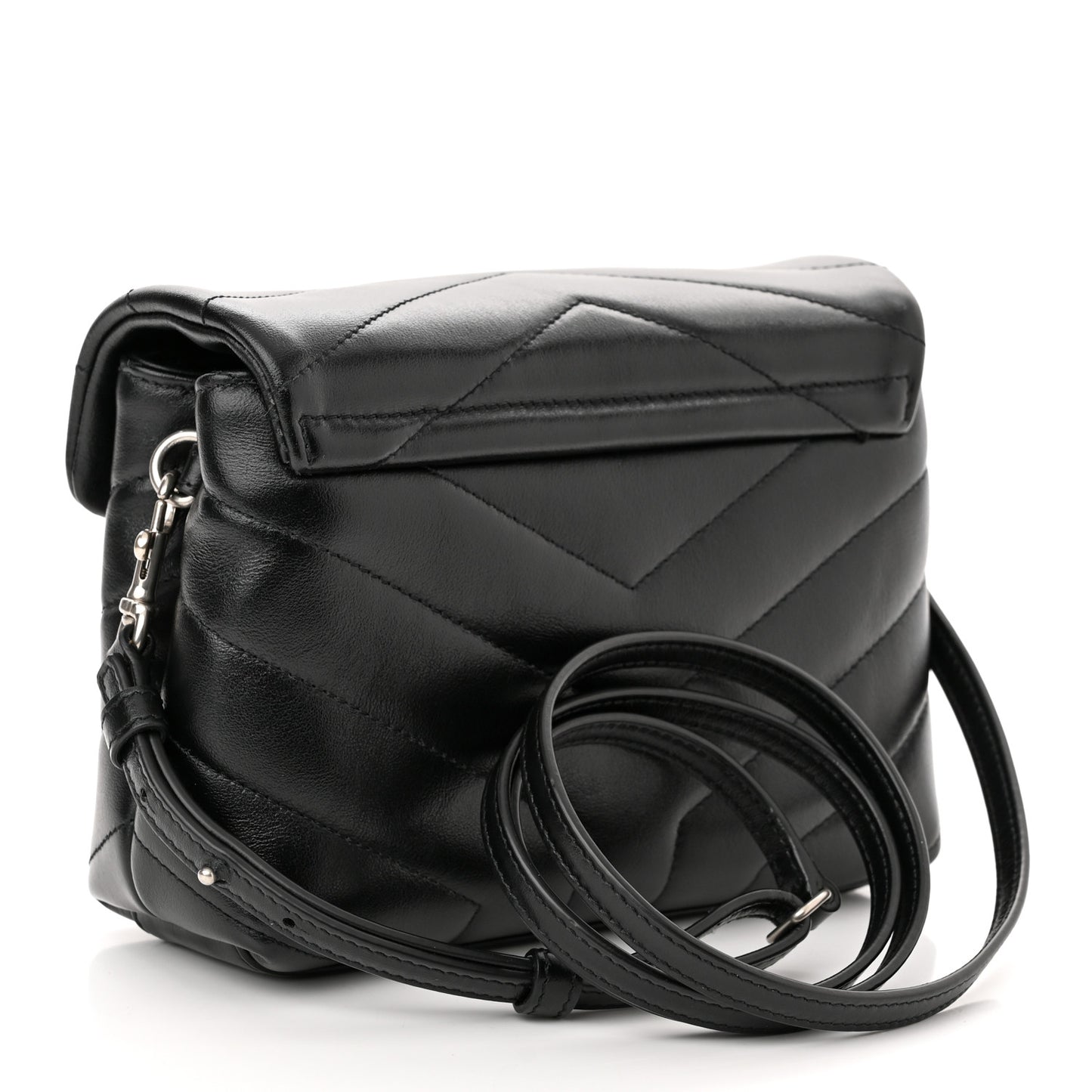 Calfskin Y Quilted Monogram Toy Loulou Crossbody Bag Black