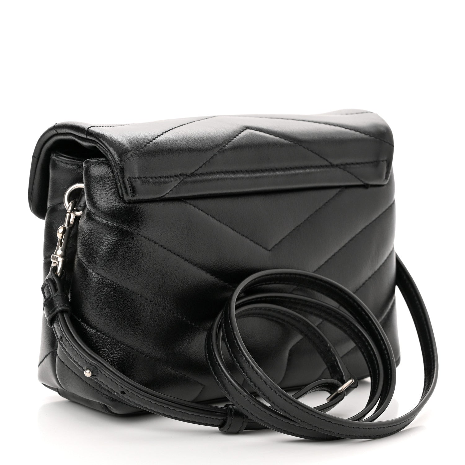 Saint Laurent Calfskin Y Quilted Monogram Toy Loulou Crossbody Bag Black 3 of 12