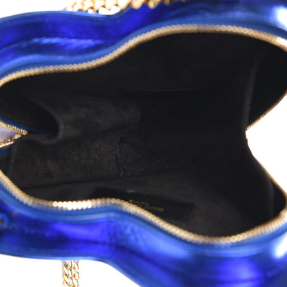 Saint Laurent Metallic Calfskin Matelasse Small Love Heart Chain Bag Blue Royal 5 of 7