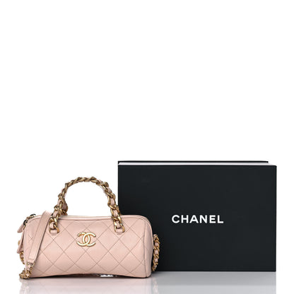 Chanel Shiny Lambskin Quilted Small Fashion Therapy Bowling Bag Beige 14 of 14