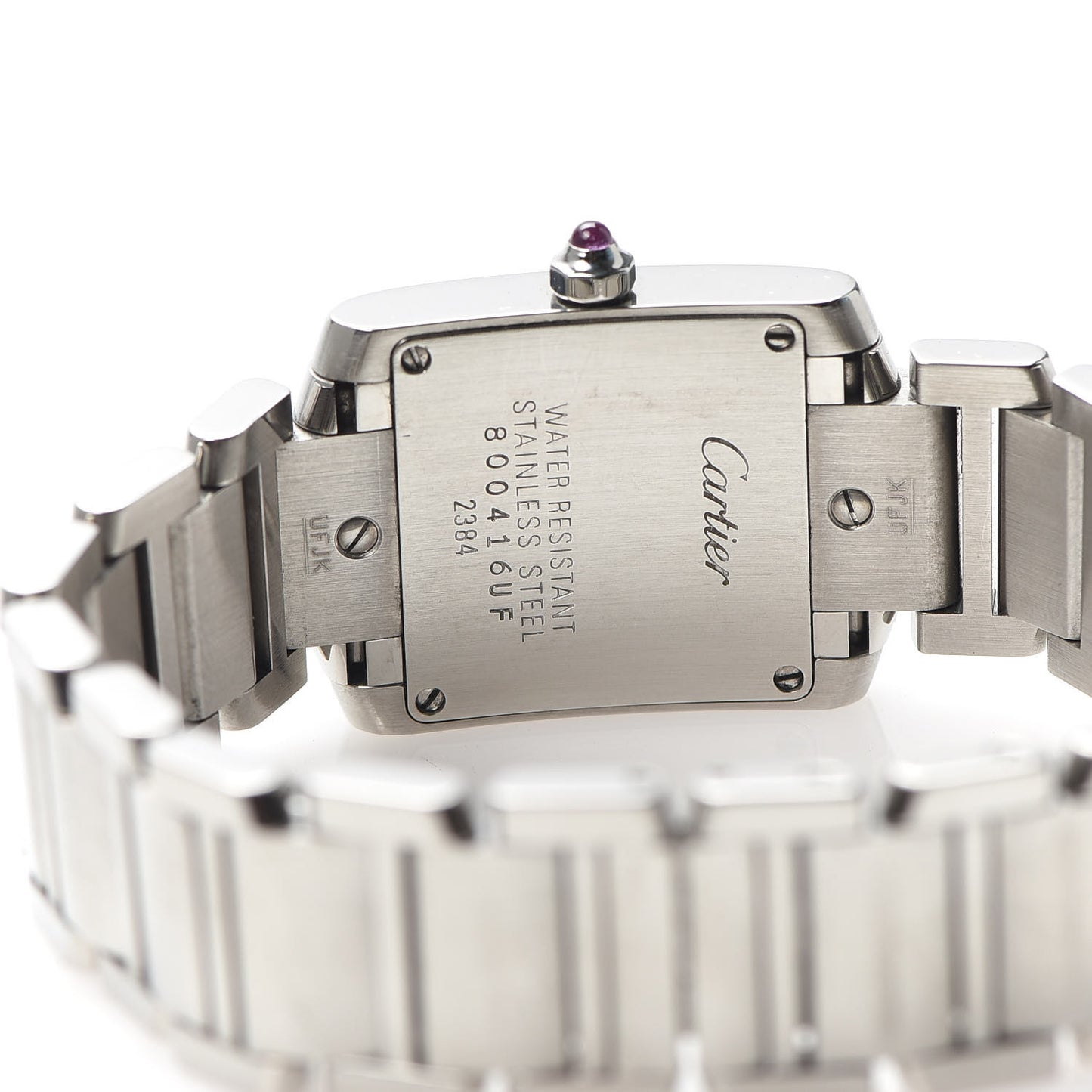 Stainless Steel Pink Mother of Pearl 20mm Tank Francaise Quartz Watch