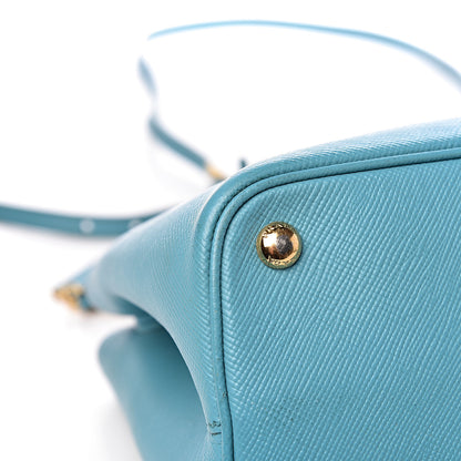 Prada Saffiano Cuir Small Double Bag Turchese 21 of 31