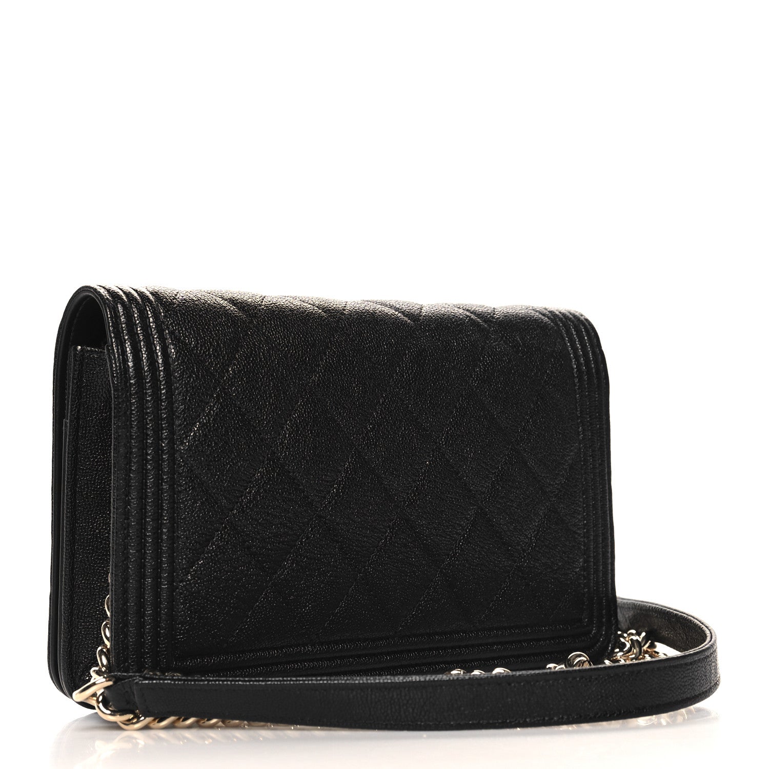 Chanel Caviar Quilted Boy Wallet On Chain WOC Black 4 of 11