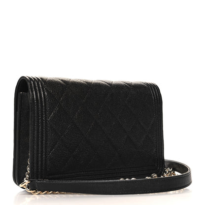 Chanel Caviar Quilted Boy Wallet On Chain WOC Black 4 of 11