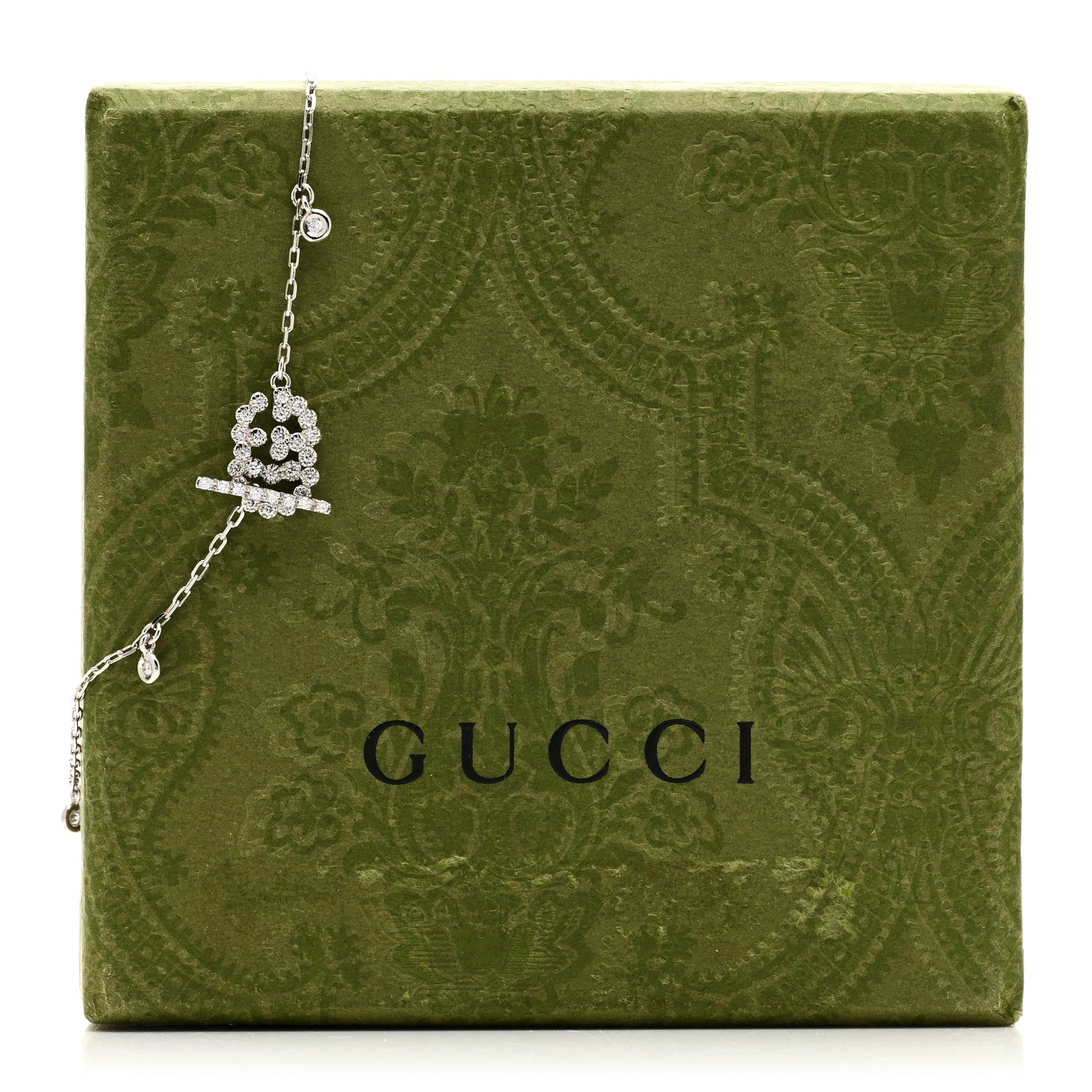 Gucci 18K White Gold Diamond GG Running Bracelet 6 of 6