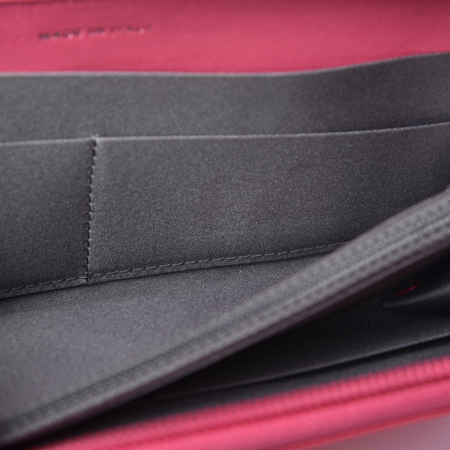 Patent Calfskin Lucky Symbols Zip Around Wallet Fuchsia