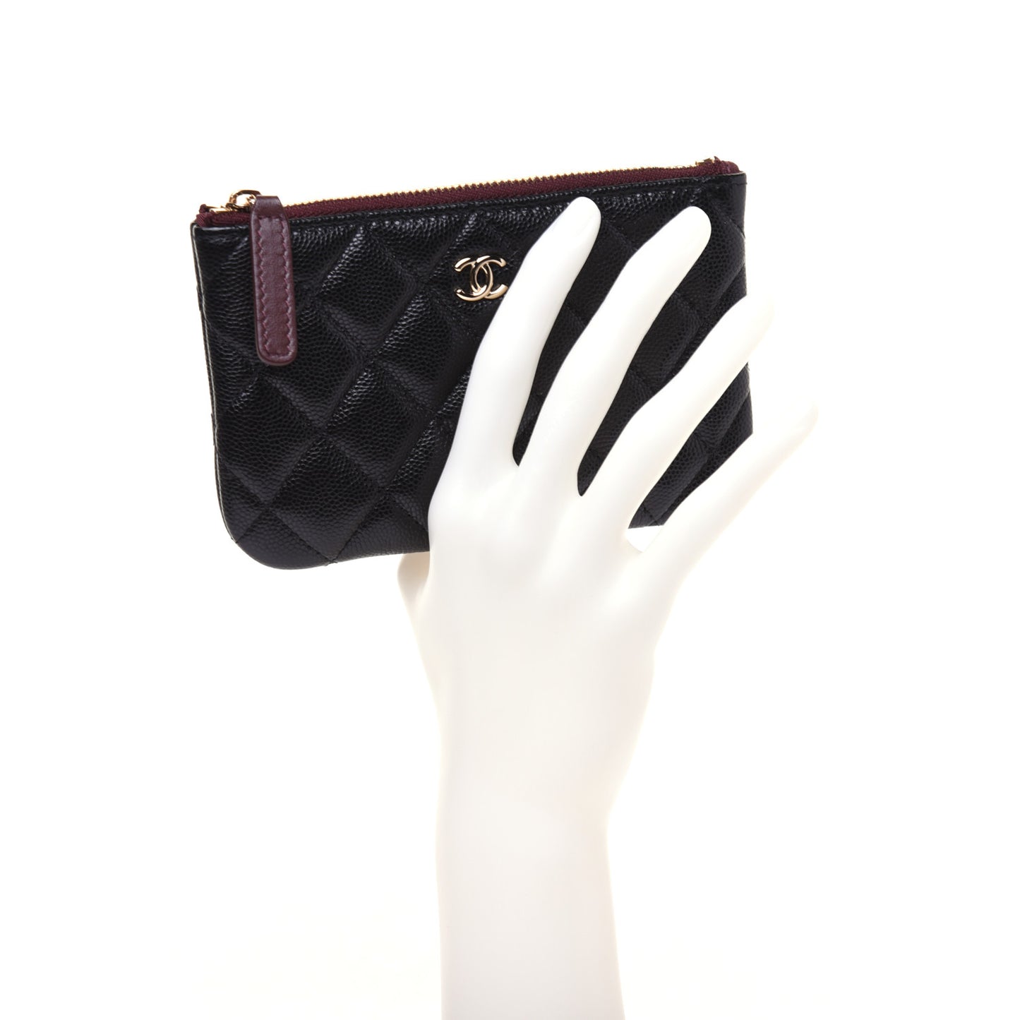Caviar Quilted Small Cosmetic Case Black