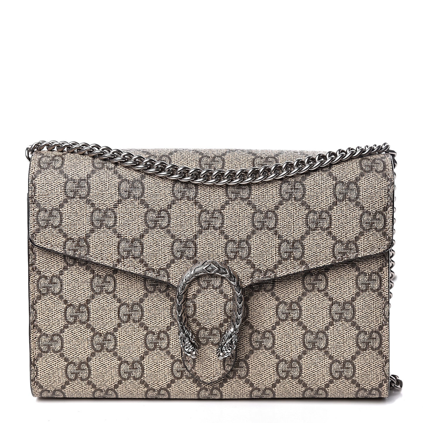 GG Supreme Monogram Mini Dionysus Chain Wallet Beige Taupe