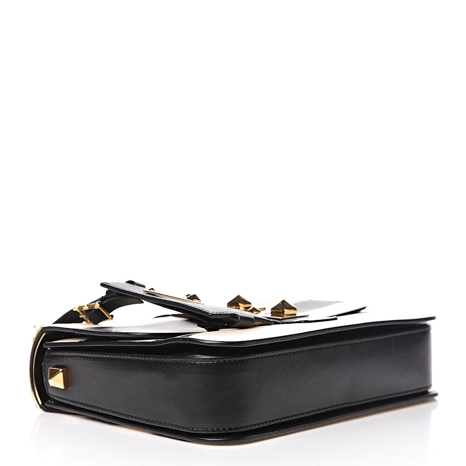 Valentino Garavani Nappa Striped B-Rockstud Flap Black Light Ivory 4 of 21