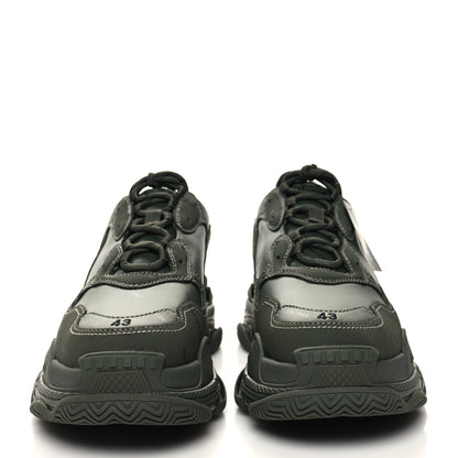 Balenciaga Technical Fabric Allover Logo Mens Triple S Sneakers 43 Kaki Black 2 of 7