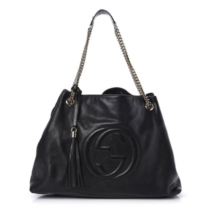 Gucci Pebbled Calfskin Large Soho Chain Shoulder Bag Black 1 of 7