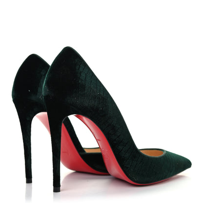 Christian Louboutin Velluto Stamp Iriza 100 Pumps 37 Verde 3 of 5