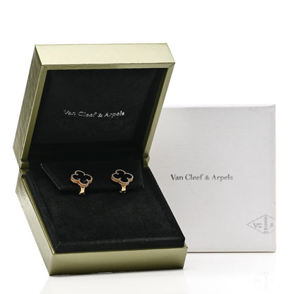 Van Cleef & Arpels 18k Yellow Gold Black Onyx Vintage Alhambra Earrings 5 of 5