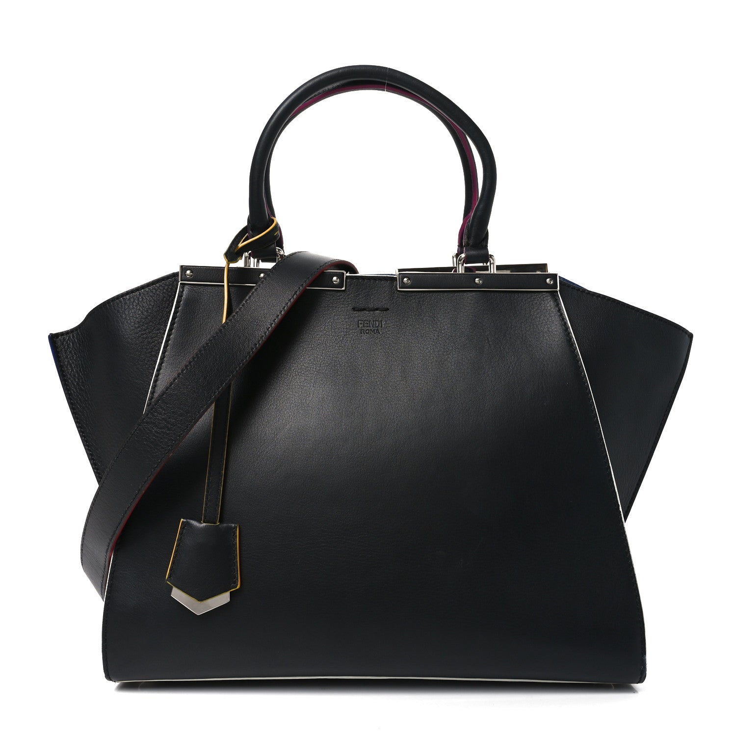 Fendi Vitello Dolce Shiny Nappa Petite 3Jours Tote Black Iris 1 of 11