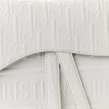 Christian Dior Calfskin Embossed Oblique Saddle Bag White 8 of 10